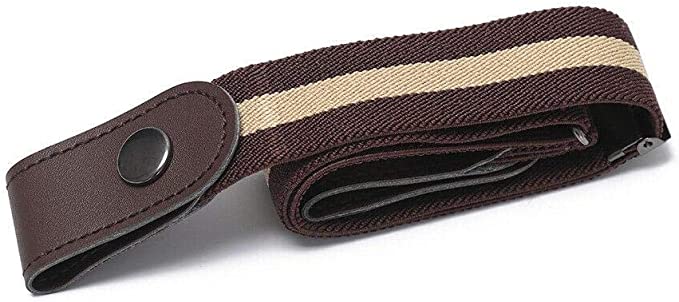 Buckleless Belts | Brown With Beige Stripe