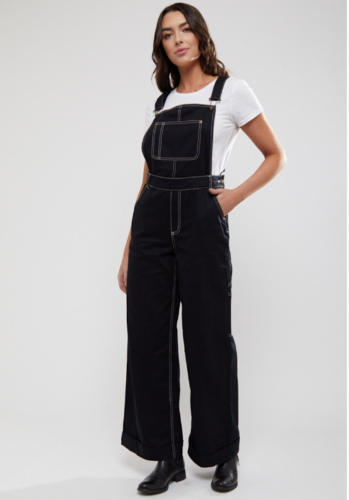 Lindy Bop Leigh Black Dungarees | Size 16