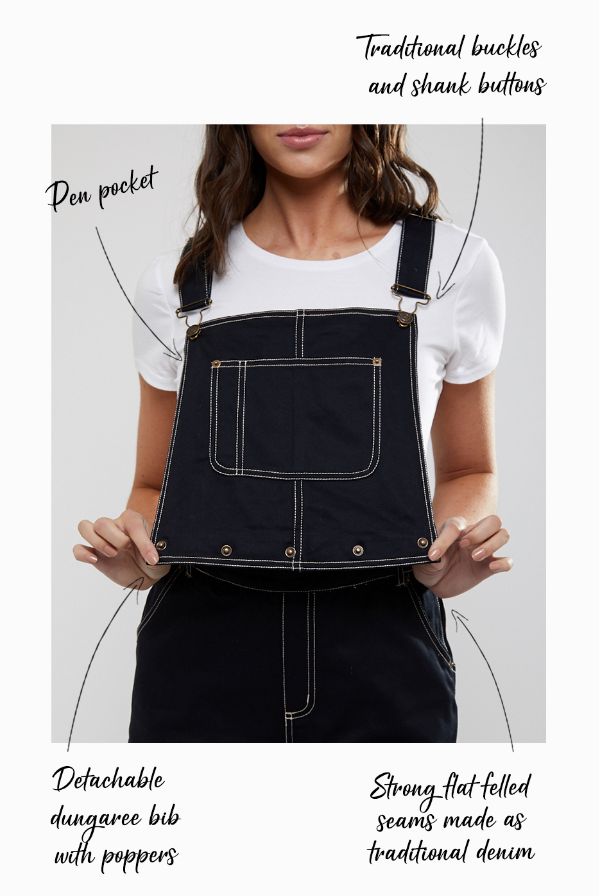 Lindy Bop Leigh Black Dungarees | Size 10