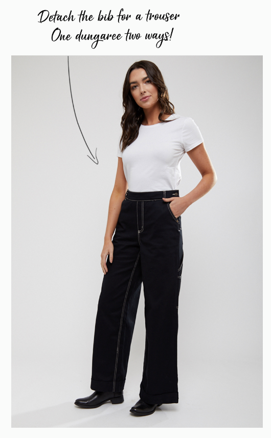 Lindy Bop Leigh Black Dungarees | Size 10