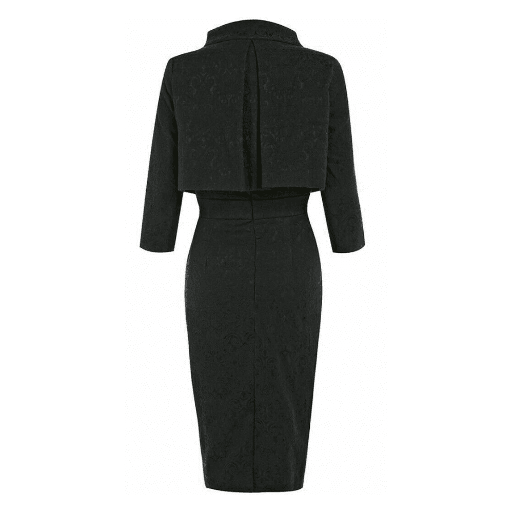 LINDY BOP Maybelle Dress & Jacket Set - Black Brocade | Size 10