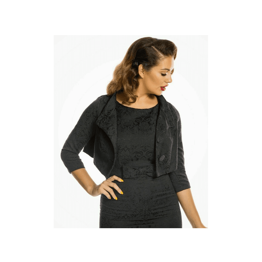 LINDY BOP Maybelle Dress & Jacket Set - Black Brocade | Size 14