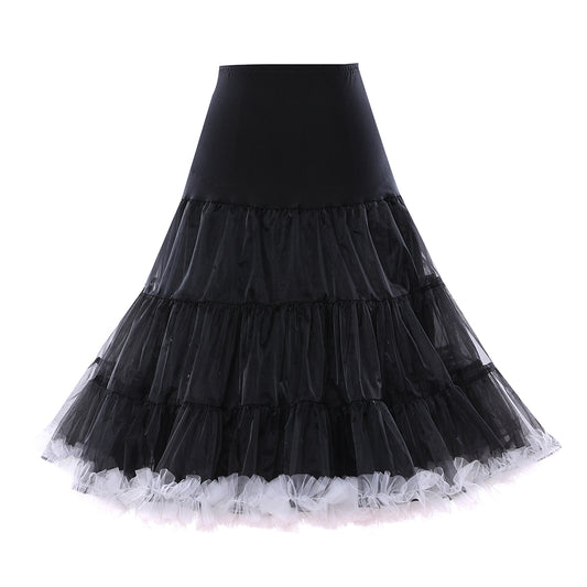 26" Petticoat | S/M | Black With White Trim