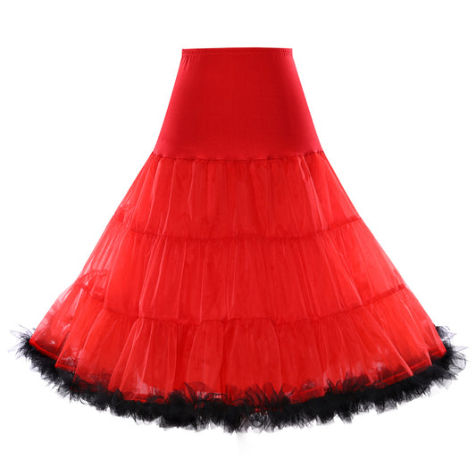 26" Petticoat | L/XL | Red With Black Trim
