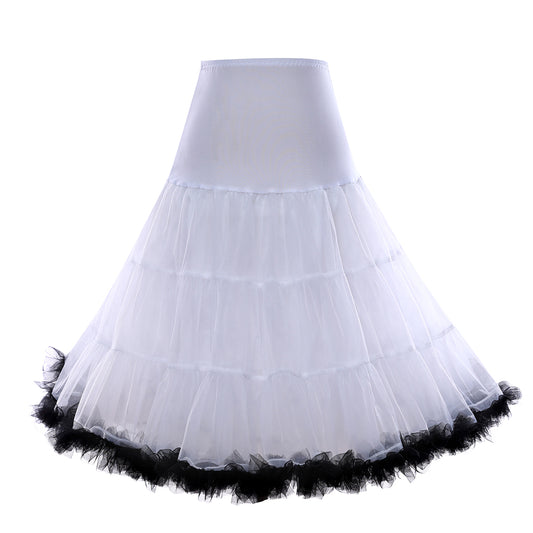 26" Petticoat | S/M | White With Black Trim