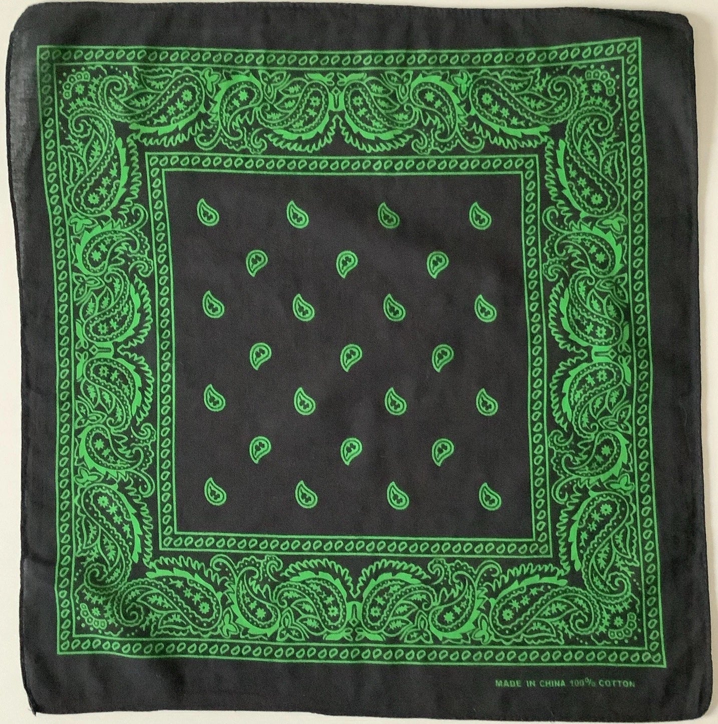 Bandana | Black & Green Paisley