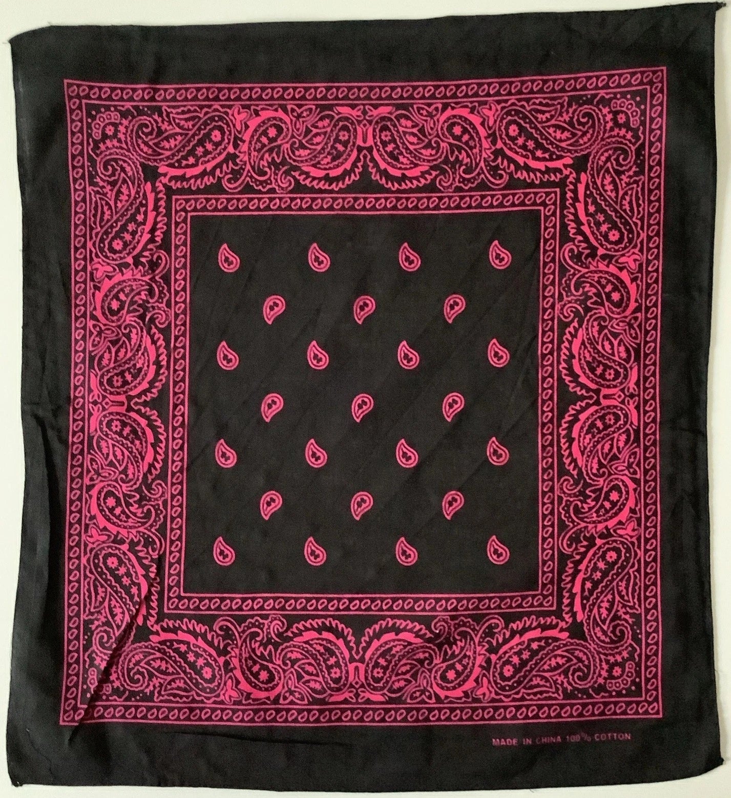 Bandana | Black with Pink Paisley