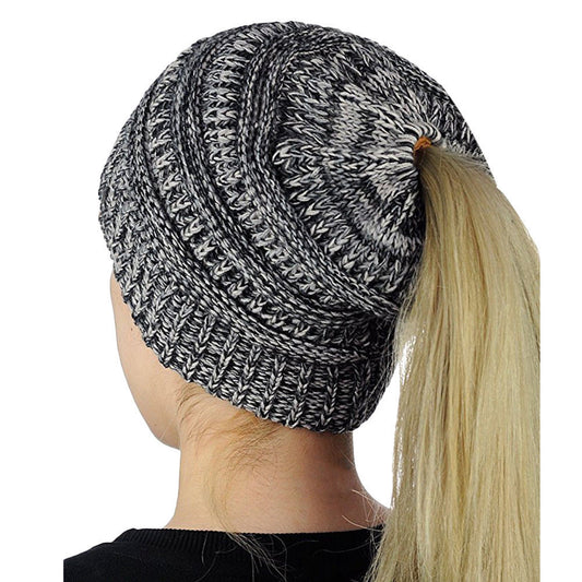 Beanie Ponytail | Mixed Grey