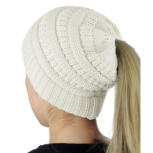 Beanie Ponytail | White