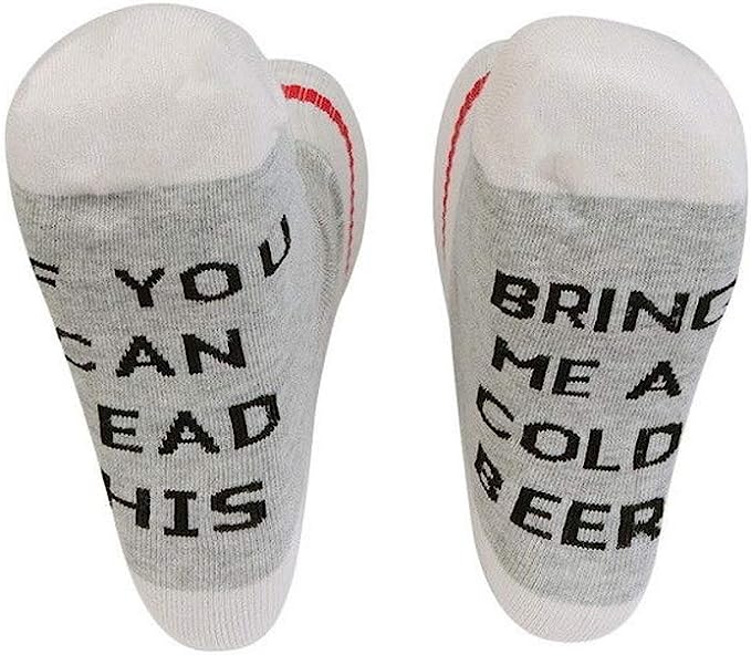 Novelty Socks | Grey/Cream/Red (Bring Me Beer)