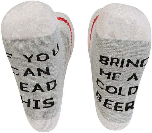 Novelty Socks | Grey/Cream/Red (Bring Me Beer)