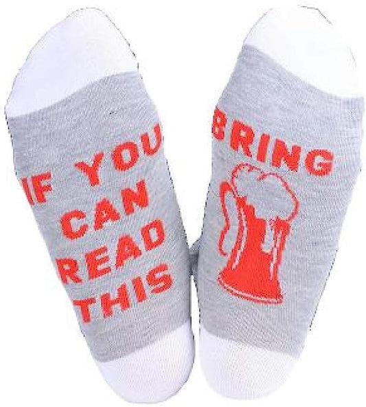 Novelty Socks | Grey/White/Red (Bring Me Beer)