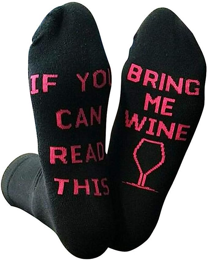 Novelty Socks | Black/Pink (Bring Me Wine)