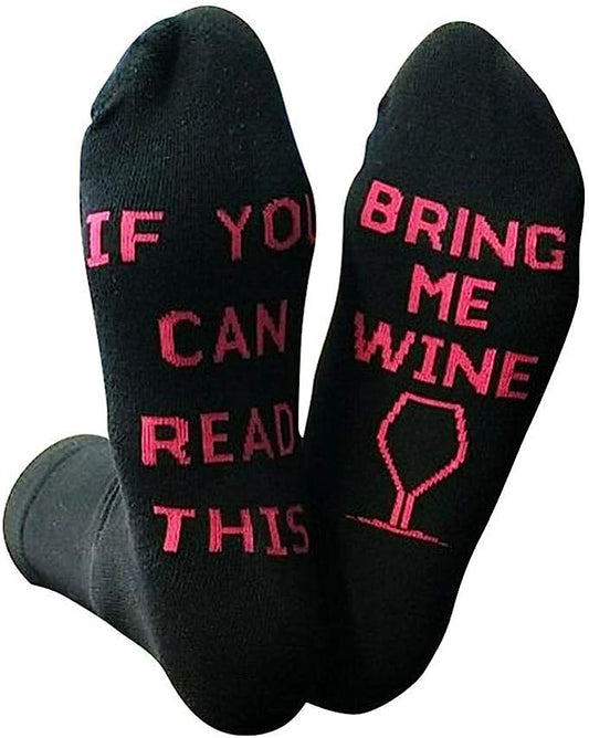 Novelty Socks | Black/Pink (Bring Me Wine)