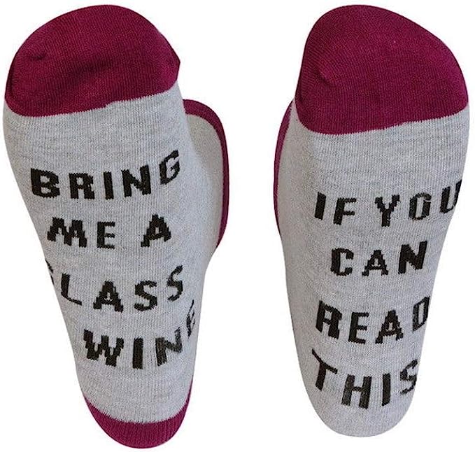 Novelty Socks | Grey/Burgundy (Bring Me Wine)