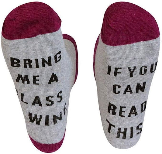 Novelty Socks | Grey/Burgundy (Bring Me Wine)