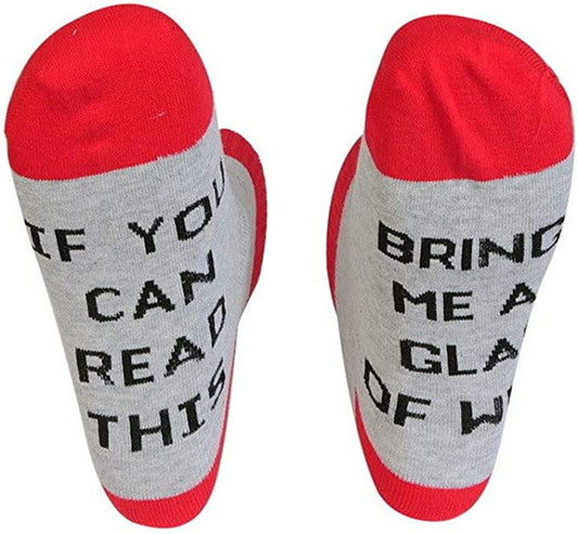 Novelty Socks | Grey/Red (Bring Me Wine)