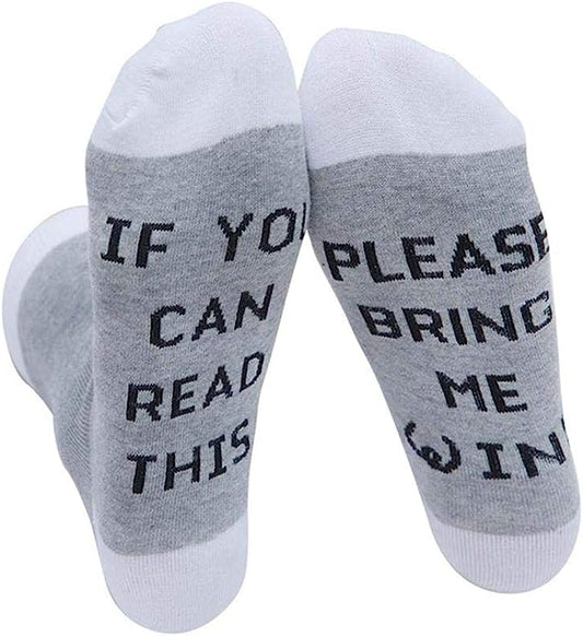 Novelty Socks | Grey/White/Black (Bring Me Wine)