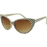 Cat Eye Tinted White With Black Dots