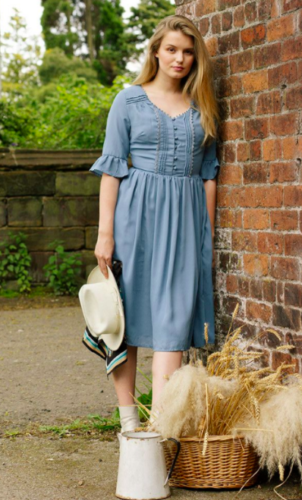 Lindy Bop Blue Francis May Cornflour Dress | Size 20